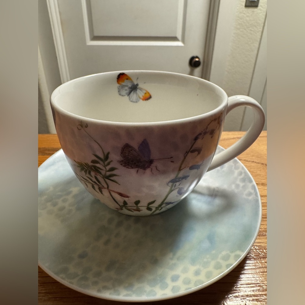 Floral Butterfly Teacup and Saucer